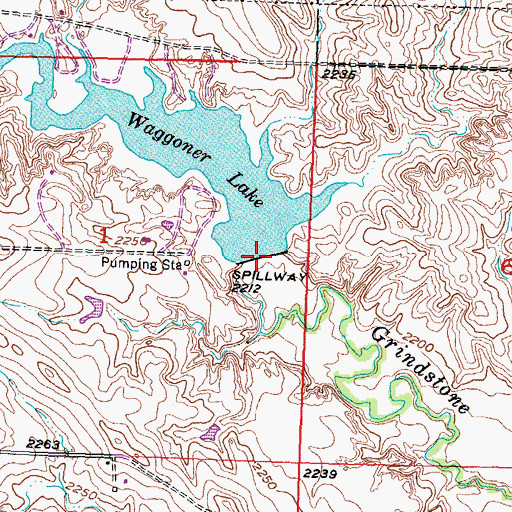 Topographic Map of Waggoner Dam, SD