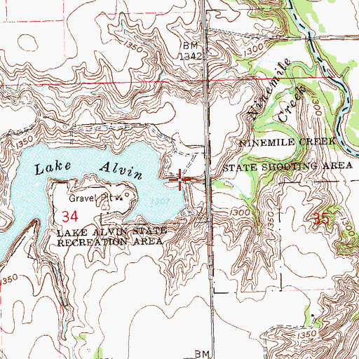 Topographic Map of Alvin Dam, SD