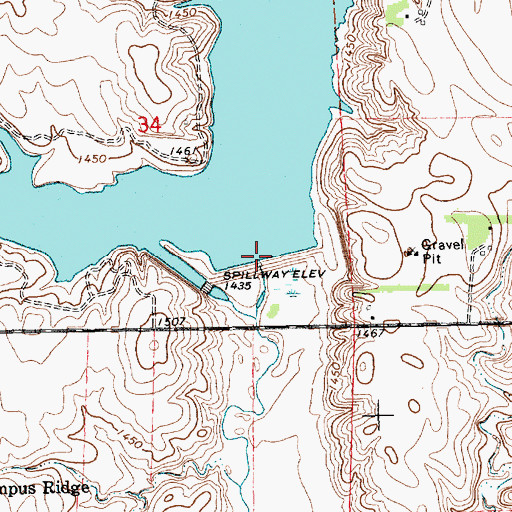Topographic Map of East Vermillion Lake Dam, SD