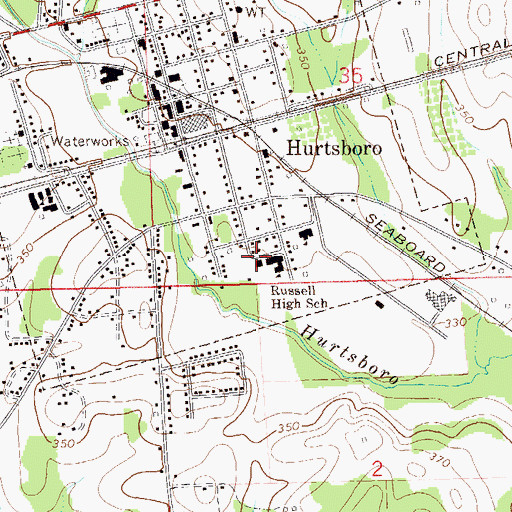 Topographic Map of Russell High School, AL