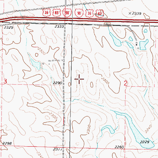 Topographic Map of Baker Number 1 Dam, SD