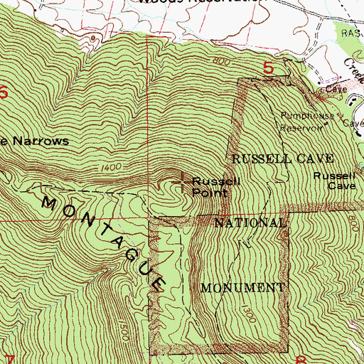 Topographic Map of Russell Point, AL
