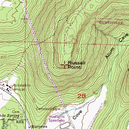 Topographic Map of Russell Point, AL