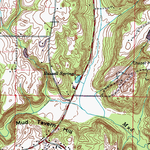 Topographic Map of Russell Spring, AL