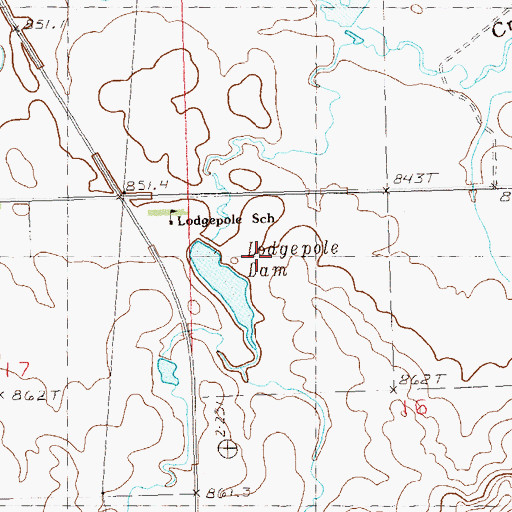 Topographic Map of Lodgepole Dam, SD