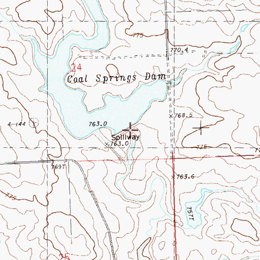 Topographic Map of Colo Springs Dam, SD