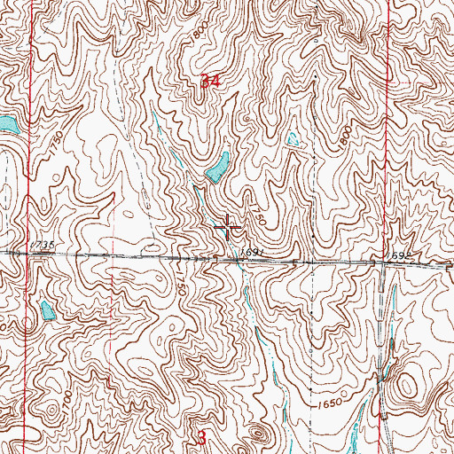 Topographic Map of Jay Lake Dam, SD