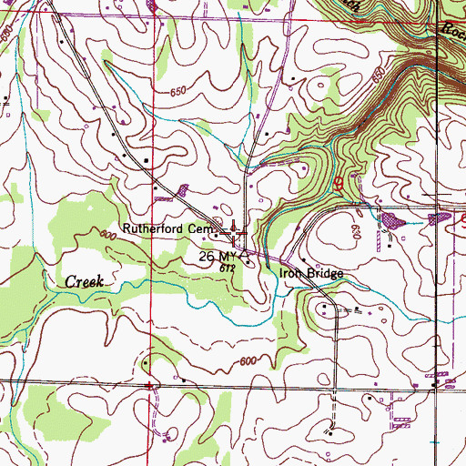 Topographic Map of Rutherford Cemetery, AL