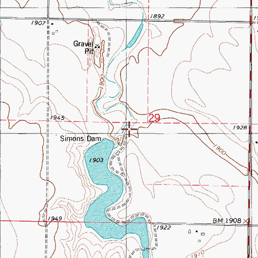 Topographic Map of Simon Dam, SD