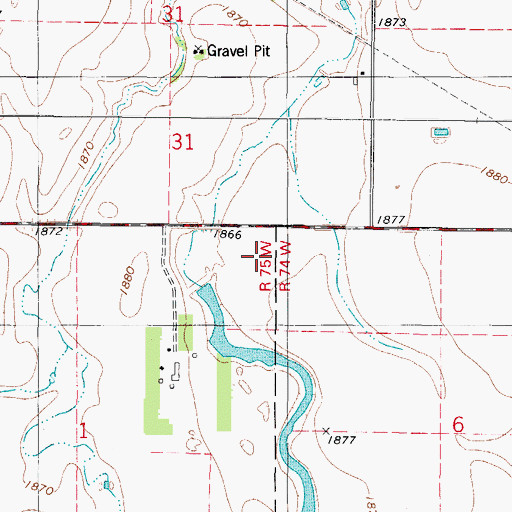 Topographic Map of William P Ransch Dam, SD