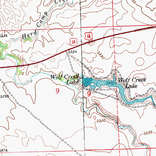 Topographic Map of Wolf Creek Lake Dam, SD