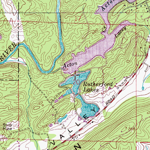 Topographic Map of Rutherford Lakes, AL