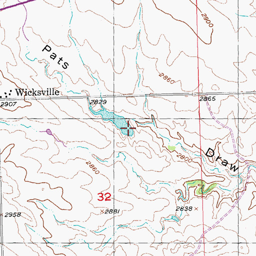 Topographic Map of Wicksville 1 Dam, SD