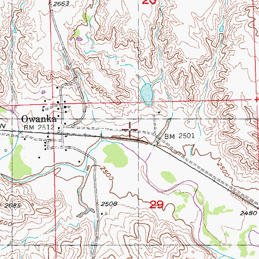 Topographic Map of Owanka 1 Dam, SD