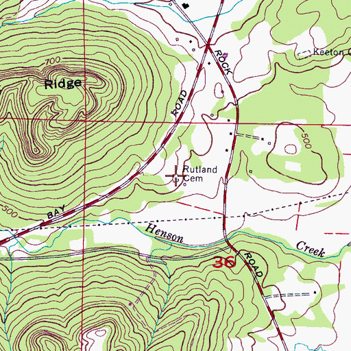 Topographic Map of Rutland Cemetery, AL