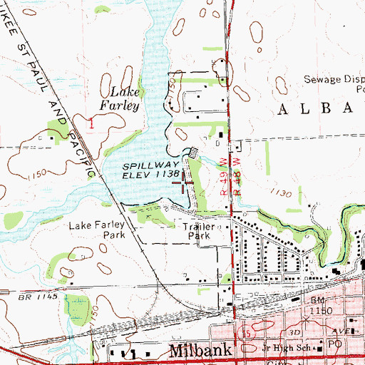 Topographic Map of Farley Lake Dam, SD