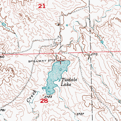 Topographic Map of Tisdale Lake Dam, SD