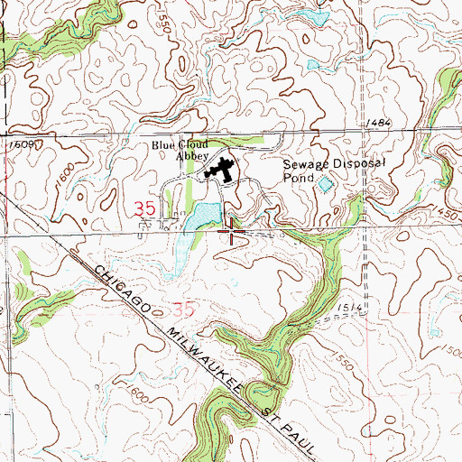 Topographic Map of Blue Cloud Abbey Dam Number 1, SD