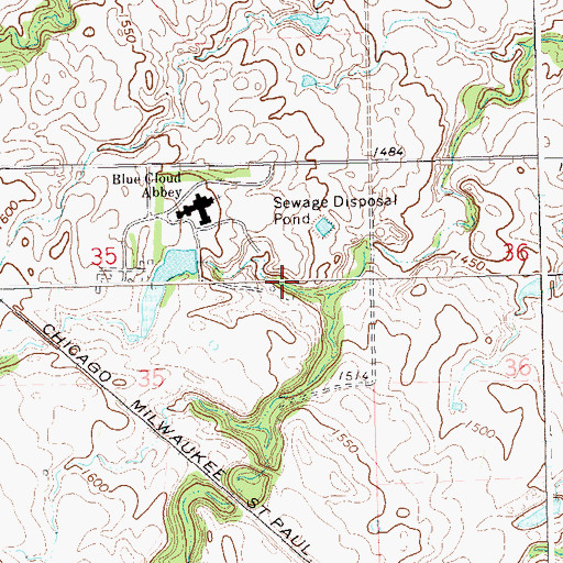 Topographic Map of Blue Cloud Abbey Dam Number 2, SD