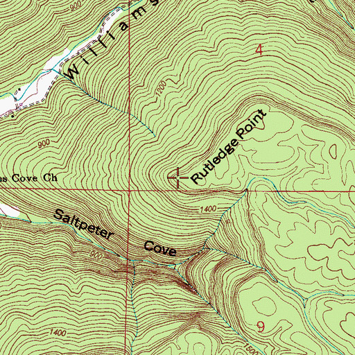 Topographic Map of Rutledge Point, AL