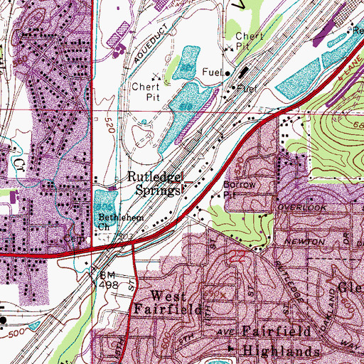 Topographic Map of Rutledge Springs, AL