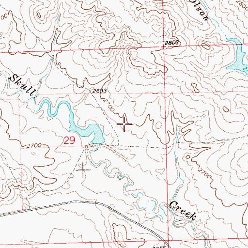 Topographic Map of Skull Creek Dam, SD