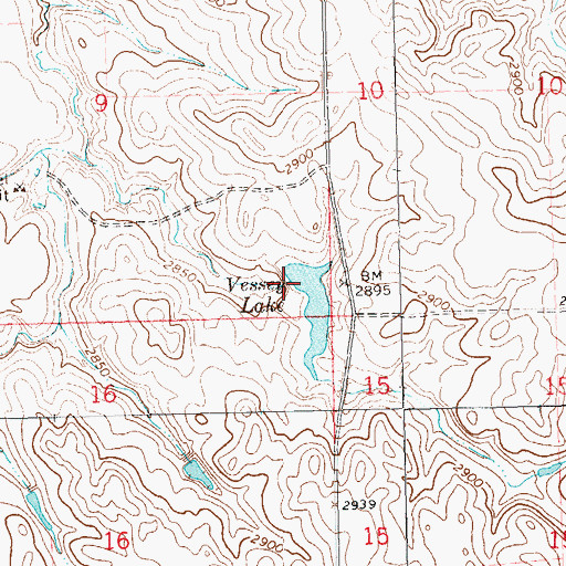 Topographic Map of Vessey Dam, SD