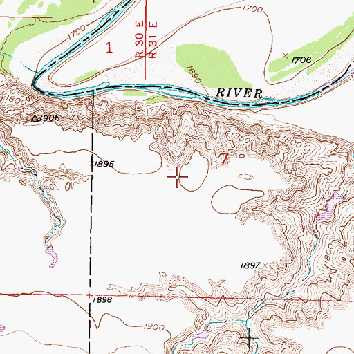 Topographic Map of Bettcher Number 1 Dam, SD