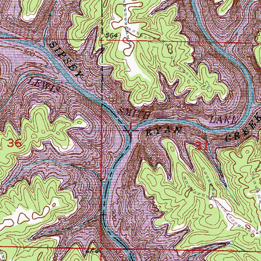 Topographic Map of Ryan Creek, AL