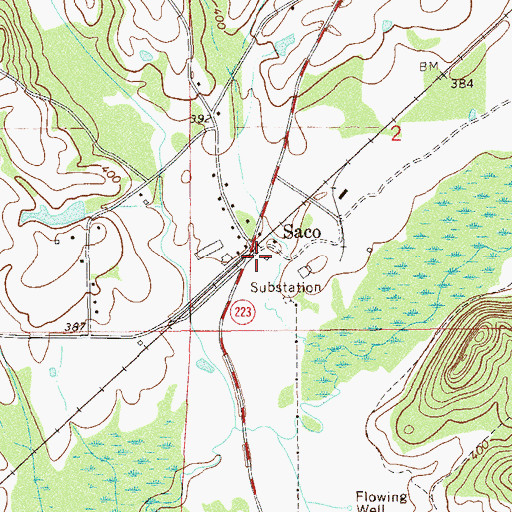 Topographic Map of Saco, AL