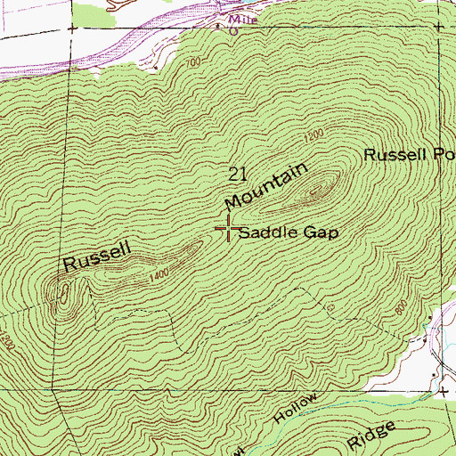 Topographic Map of Saddle Gap, AL