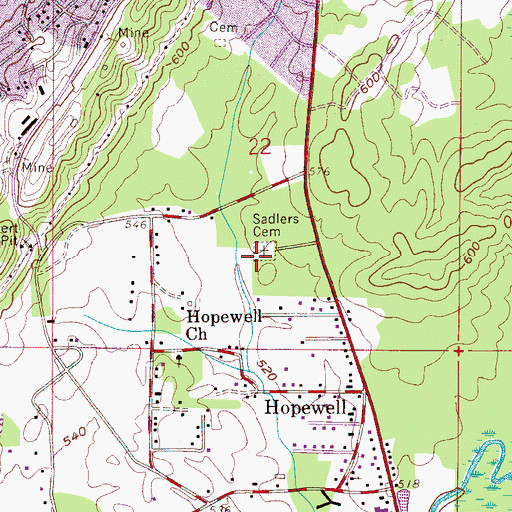 Topographic Map of Sadlers Cemetery, AL