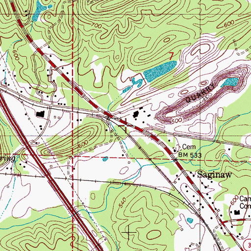 Topographic Map of Saginaw, AL