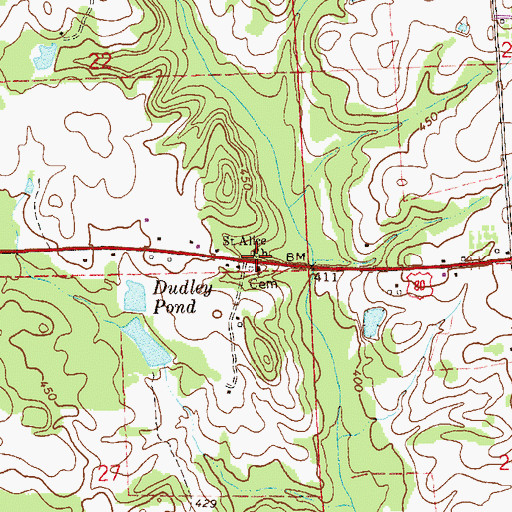 Topographic Map of Saint Alice Church, AL