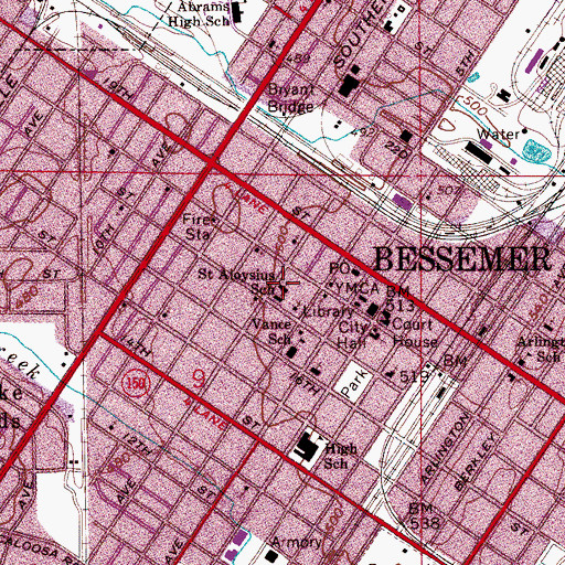 Topographic Map of Saint Aloysius School, AL
