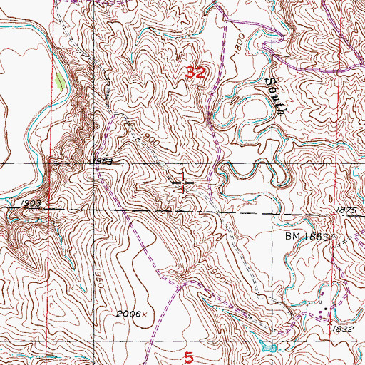 Topographic Map of Olson Ranches Number 1 Dam, SD