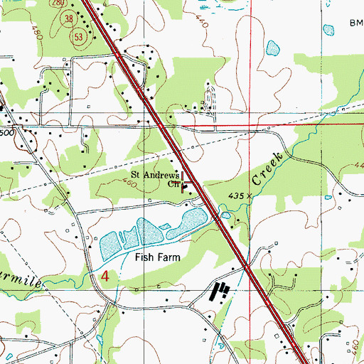 Topographic Map of Saint Andrews Church, AL