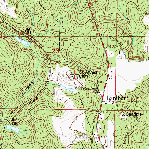 Topographic Map of Saint Annes Church, AL