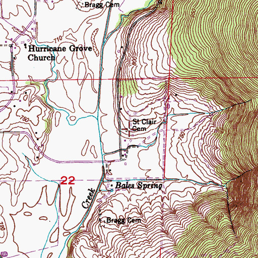 Topographic Map of Saint Clair Cemetery, AL