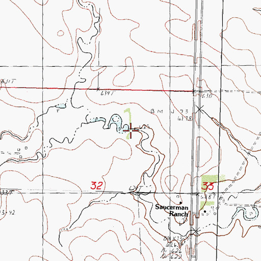 Topographic Map of John Saucerman Number 1 Dam, SD