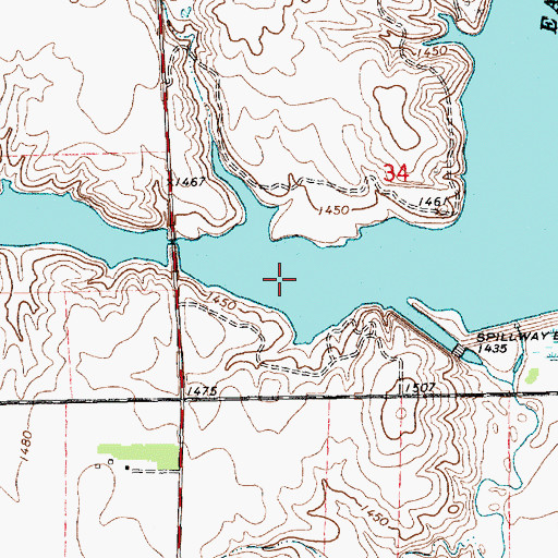 Topographic Map of East Fork Vermillion River Reservoir, SD