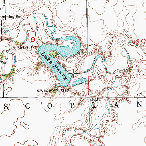 Topographic Map of Henry Dam, SD