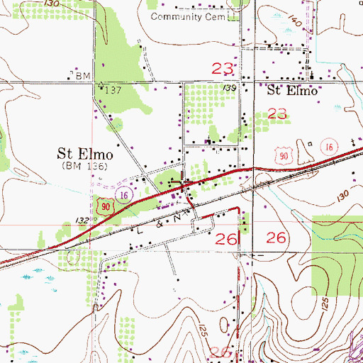 Topographic Map of Saint Elmo, AL