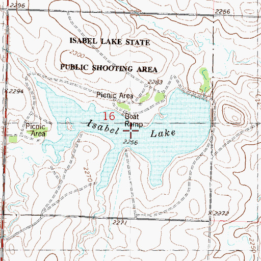 Topographic Map of Isabel Lake, SD
