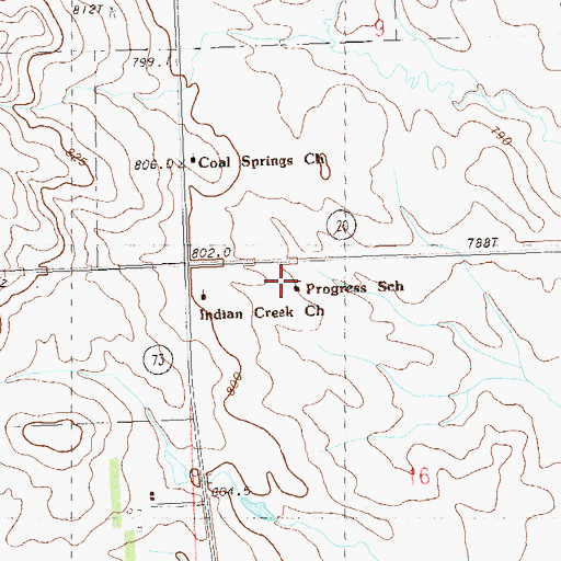Topographic Map of Progress School, SD