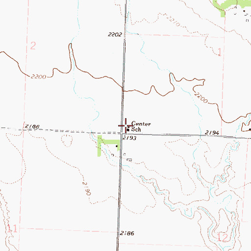 Topographic Map of Center School, SD