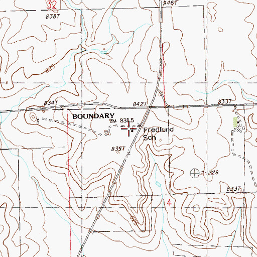 Topographic Map of Fredlund School, SD