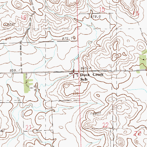 Topographic Map of Duck Creek School, SD