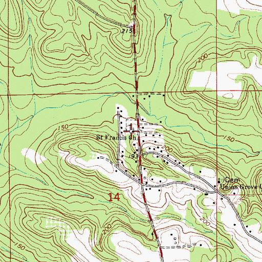 Topographic Map of Saint Francis Church, AL