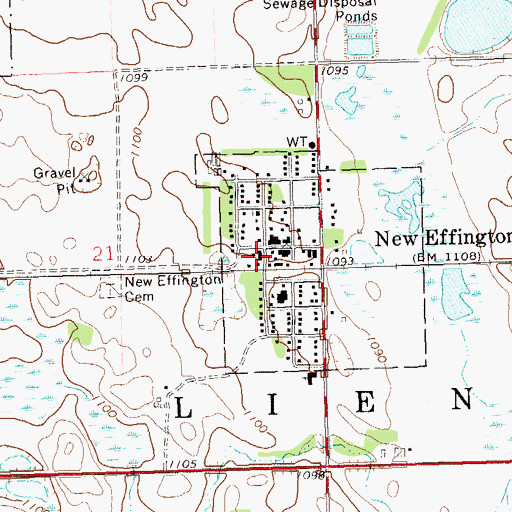 Topographic Map of New Effington, SD